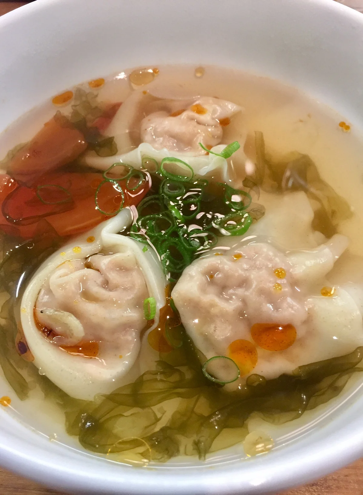 Wonton dumplings that I made which were then added to tasty broth made by the Chinese Laundry Room dumpling course at Carousel London (via IG: @SmyGoodness)