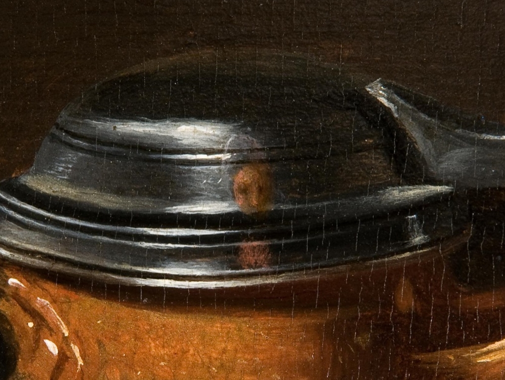 Clara Peeters, (1589-1657) Detail: Still Life with Cheeses, Almonds and Pretzels, c. 1615