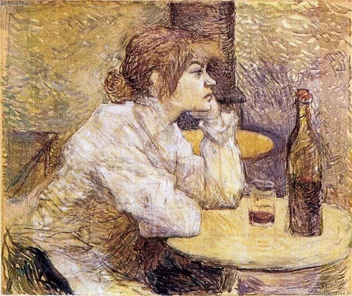 Henri de Toulouse Lautrec - The Hangover; by c. 1888, Portrait shows Suzanne Valadon