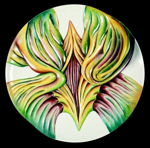 Judy Chicago (American, b. 1939). The Dinner Party (Mary Wollstonecraft plate), 1974–79. Porcelain with overglaze enamel (China paint), 14 3/16 × 14 3/16 × 3 in. (36 × 36 × 7.6 cm). Brooklyn Museum, Gift of the Elizabeth A. Sackler Foundation, 2002.10. © Judy Chicago . (Photo: © Donald Woodman ) from Brooklyn Museum