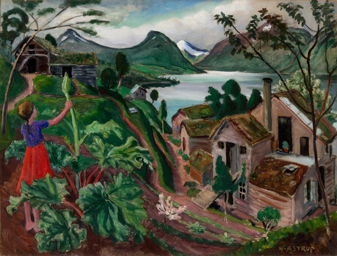 Nikolai Astrup, Rhubarb and Little Girl at Sandalstrand, C 1927