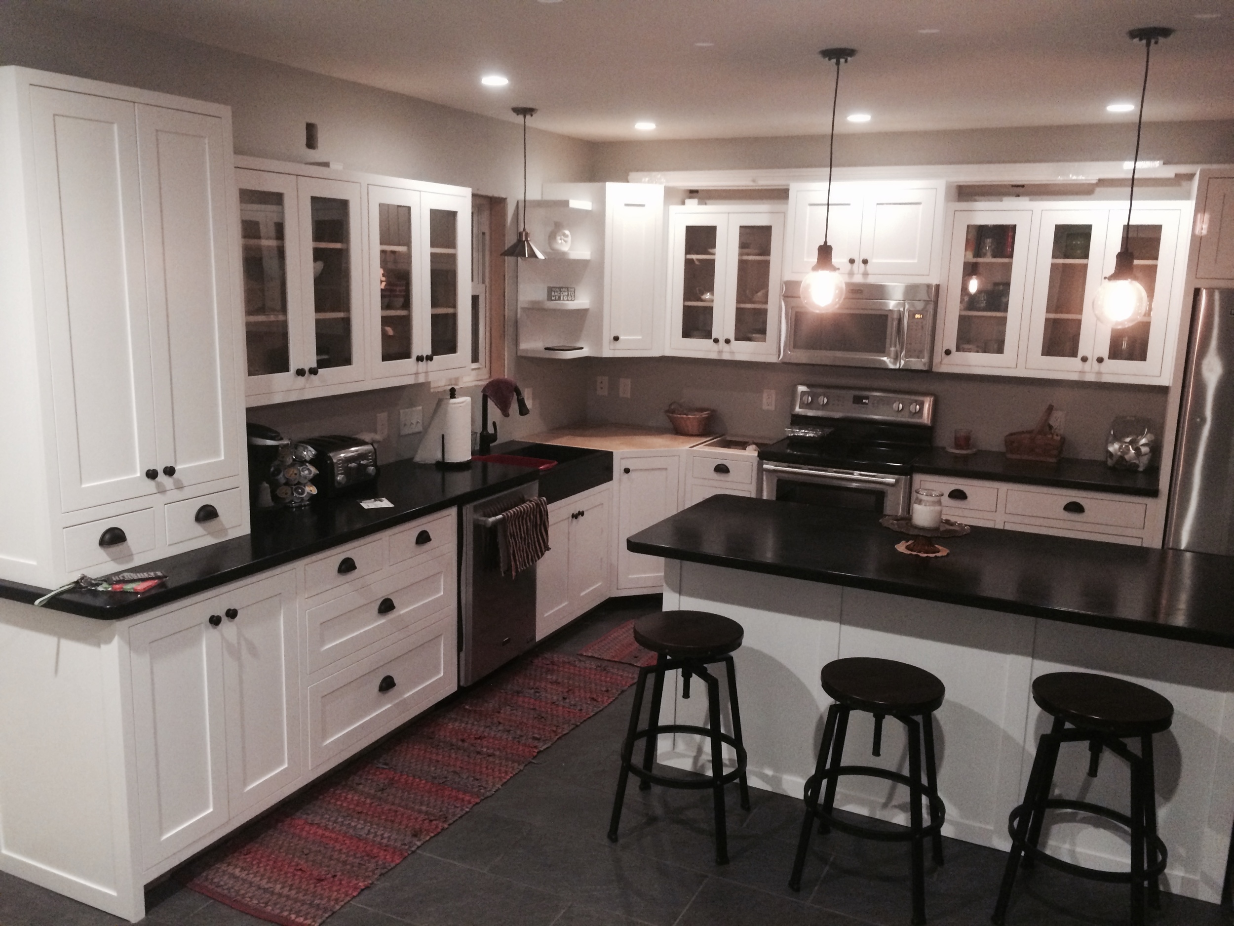 White Kitchen Cabinets, with glass doors