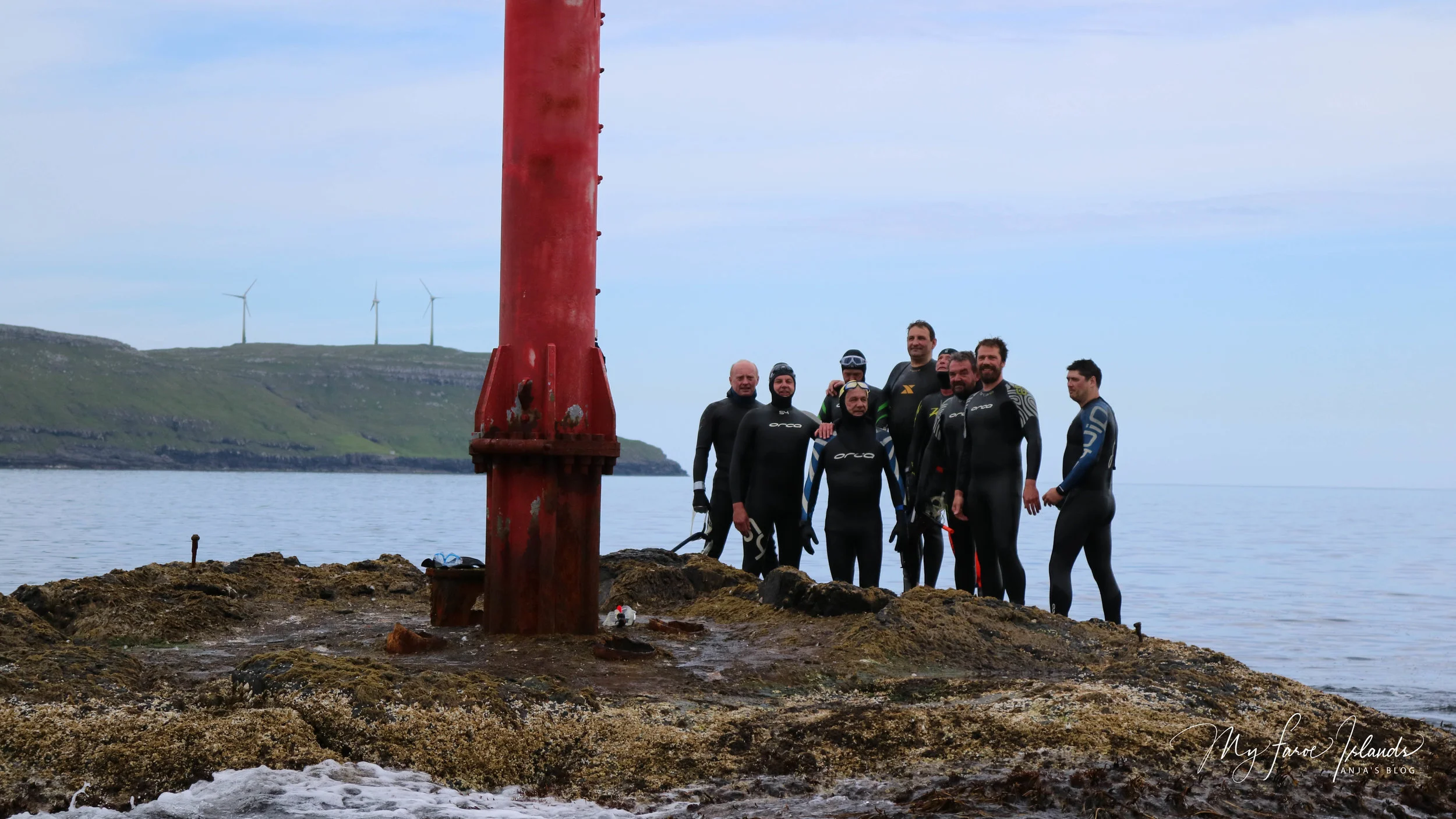 The Magnificent Nine: Erlendur Simonsen (left), Eyðun Húsgarð, Sámal Olsen, Leivur Michelsen, Jon Hestoy, Eyðun Bærentsen, Jákup Enni, Erling Eidesgaard and Remi Lamhauge