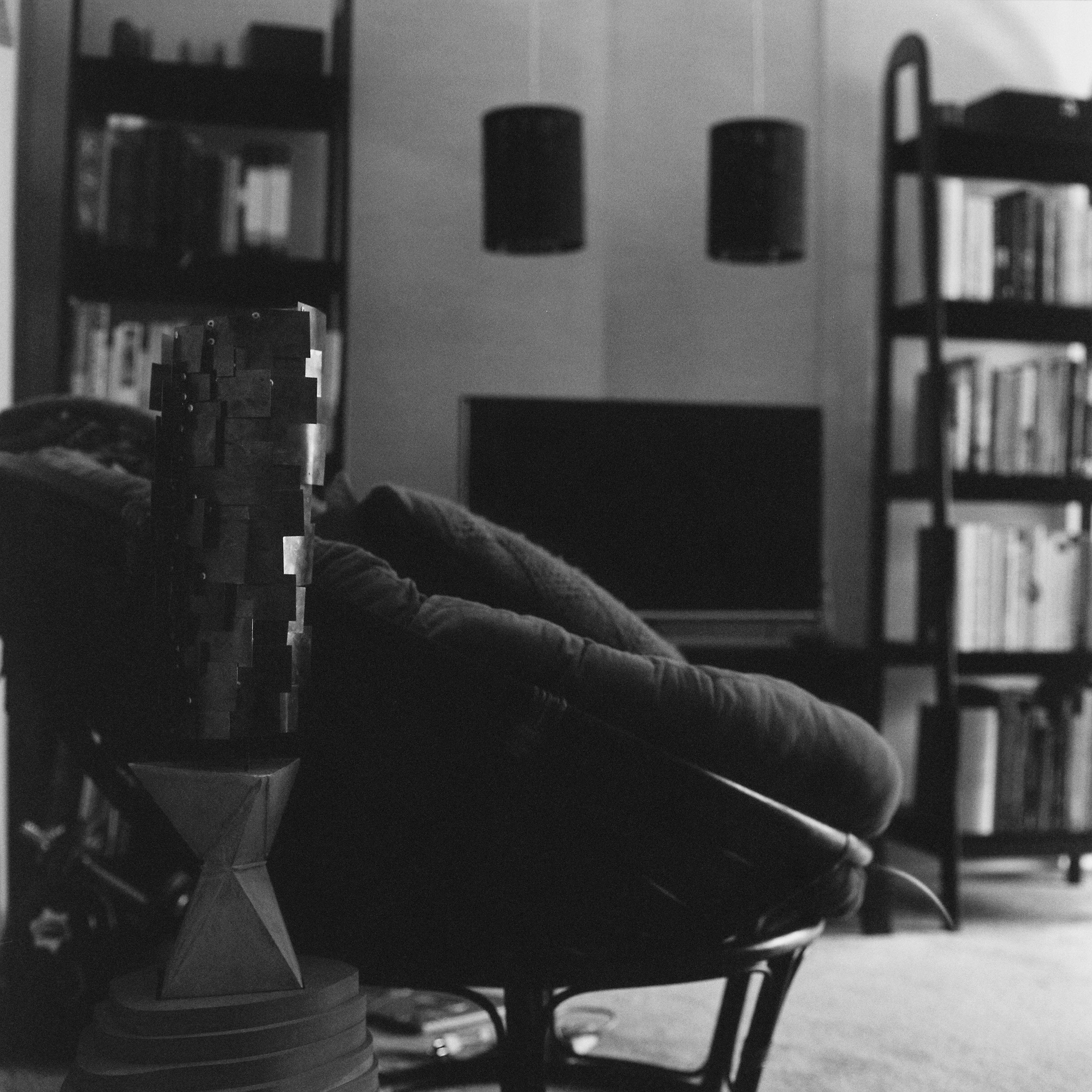 Our humble apartment, with a college architecture project still serving as a trusty lamp.