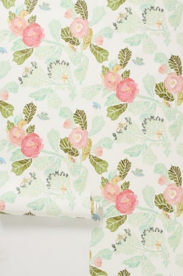 Love this water-coloured Peony wallpaper from Anthropolog ie . 