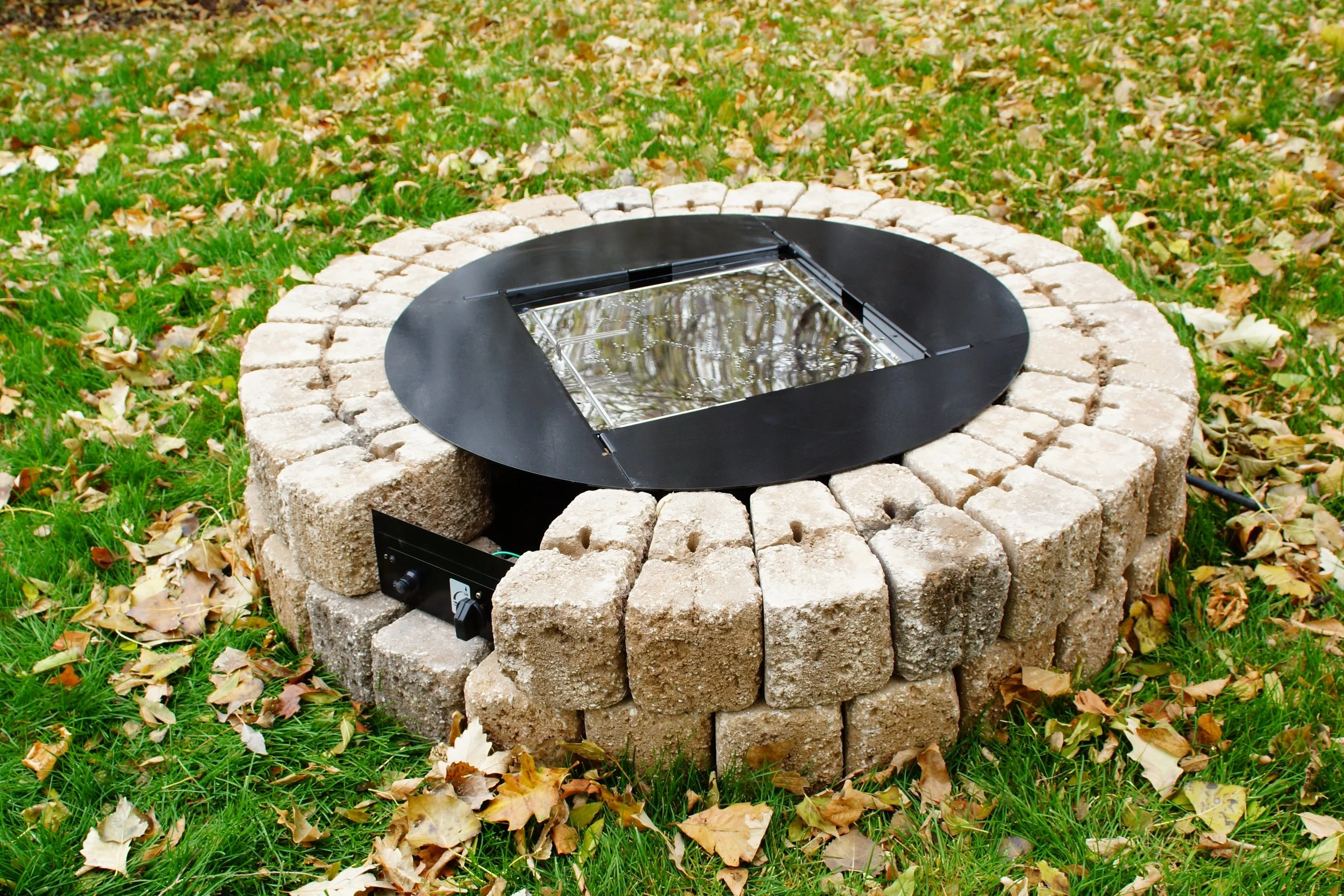 8. Lay the third layer of concrete block. Repeat the adhesive process from step 5.