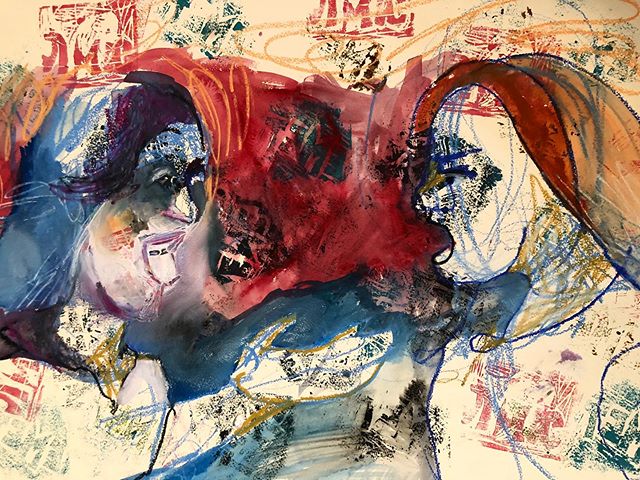 “Emet”Two Jewish women arguing over the Torah portion . Not finished. #truth #manytruths #70faces #beauty #color #artistsoninstagram