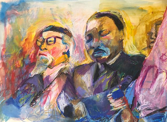 What I learned about being more than your tribe through painting Rabbi Abraham Joshua Heschel and Reverand Martin Luther King, Jr.  full post in bio and avail on society6!! #unity #protest #raiseup #blackjewishalliance #economicjustice #racialjustice