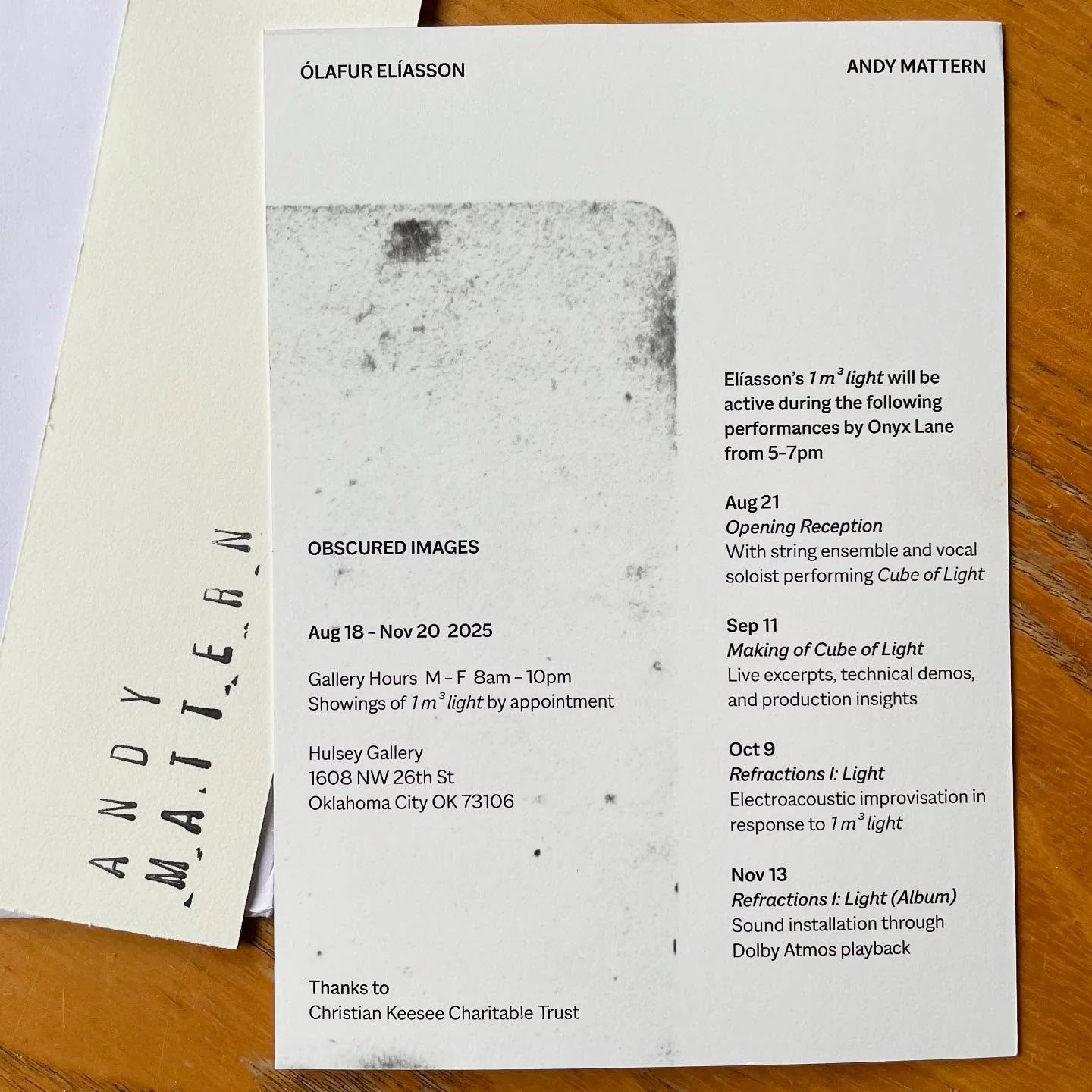 Congrats to @andymattern with exhibiting his amazing &ldquo;ghost&rdquo; images together with Olafur Eliasson at the Hulsey Gallery - @ocusva . Thanks for the invite and wish I could have been there for the opening! If you haven&rsquo;t seen Andy&rsq