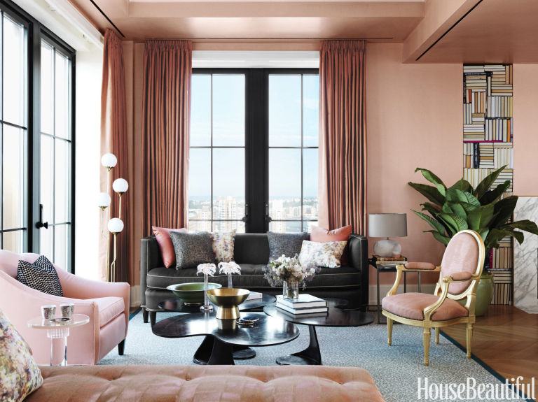 Salmon pink, paired with pink furnishings