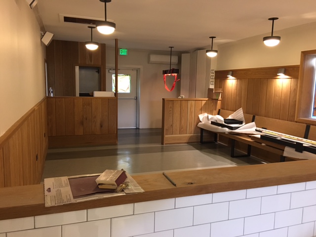 The dining room's new look is cozy and comfortable. 