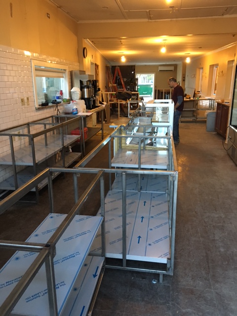 The bones of the new counter are set in place.