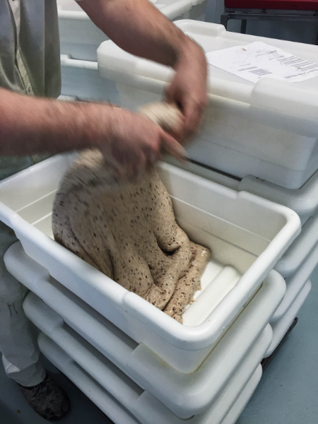 Every batch is "turned" by hand. 