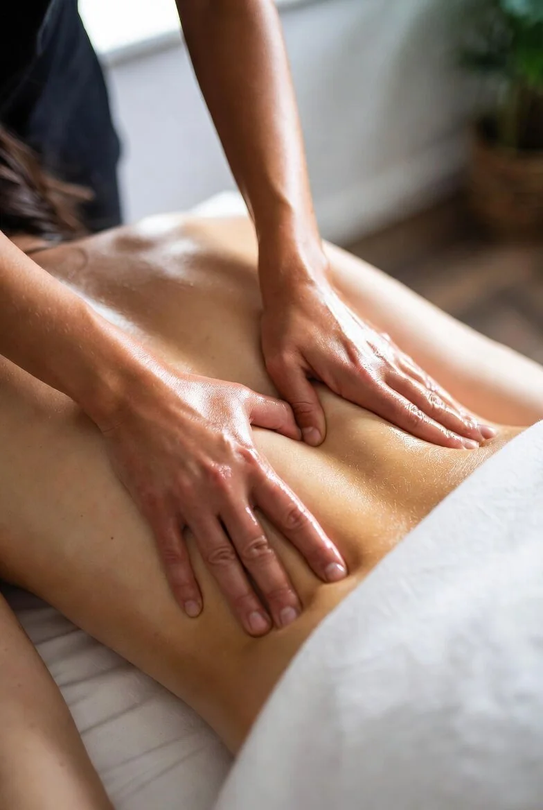 Licensed massage therapist performing targeted piriformis and lower back massage to relieve sciatica pain at Massage Hope in Leesburg and Ashburn VA
