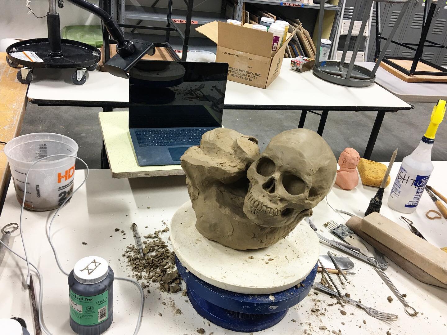 Gloom and doom and Zoom.
Actually very happy to be teaching during all of this and connecting with students around the country (and the world). 
But yeah, always got that dang ole memento mori going, man.
#clay #ceramics #skulls #mementomori #harvard