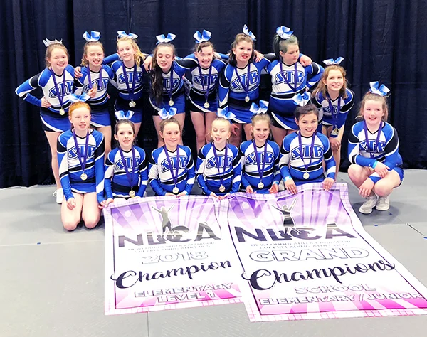 Though they are only elementary school-aged, the members of St. Bernard’s cheerleading team were named Grand Champs for the junior high division at the Provincial cheerleading championships held in Conception Bay South last week. The team members include, starting in the back row, from left: Olivia Goodridge, Zoey Kent, Hailey Power, Maggie Harrigan, Sarah Murphy, Alyssa Gladney, Sarah Jane Murphy, Nadia Power; and in the front row, from left: Lily McEvoy, Olivia Coady, Alexis Chaytor-Tobin, Rachel Tuff, Hailey Drew, Rebecca Nauyuk and Jane O’Driscoll. Missing from the photo are Peyton Coady, Jane Hearn and Hailey Taplin.