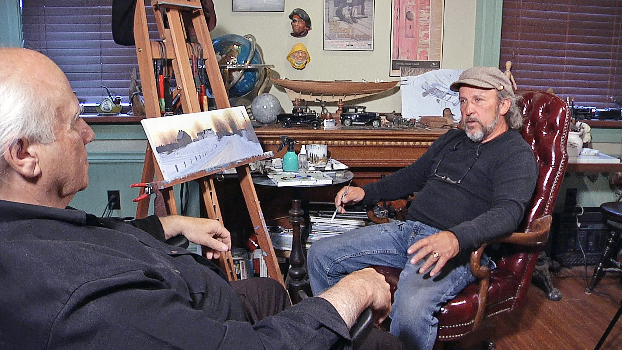 Bill Coulta, left,s sits down for an interview with Tors Cove artist Allan Gillard for Coultas’ new series Arts Delight. The 10-part series will profile well-known artists along with hidden gems. Arts Delight will premiere on NTV this Sunday at 4 p.m.