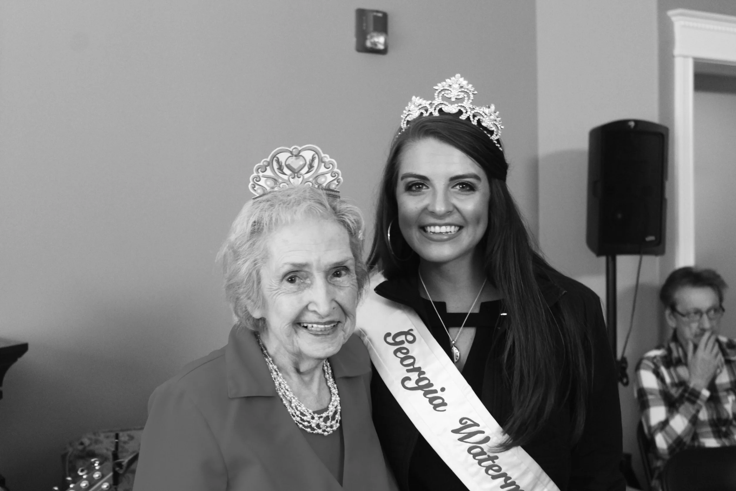 Teresa Lawrence (left), Elderwood Estates’ own Watermelon Queen, with Georgia Watermelon Queen Meredith McGlamory. Mark Squibb photo