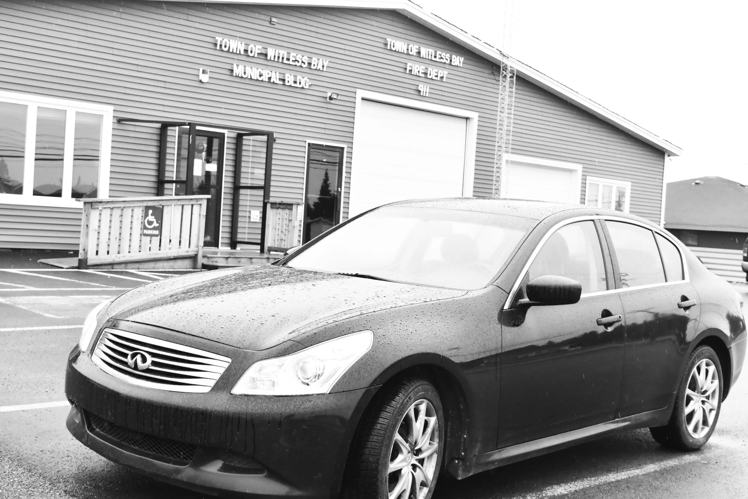 This black sedan was impounded and held at the Witless Bay Town Hall after it was found impeding construction of a small seawall that is being built at Ragged Beach to protect the parking lot users of the East Coast Trail.