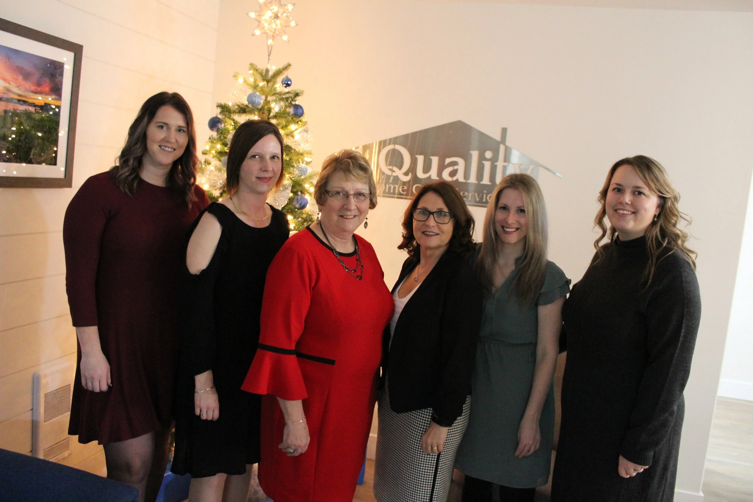  Quality Home Care Owner/Operator Dianne Costello with staff at the open house celebration of the construction of the company’s new building in Ferryland. From left to right are Sarah Costello, Aundrea O'Leary, Patricia O'Brien, Dianne Costello, Ashley Costello and Dana Roche.  Mark Squibb photo 