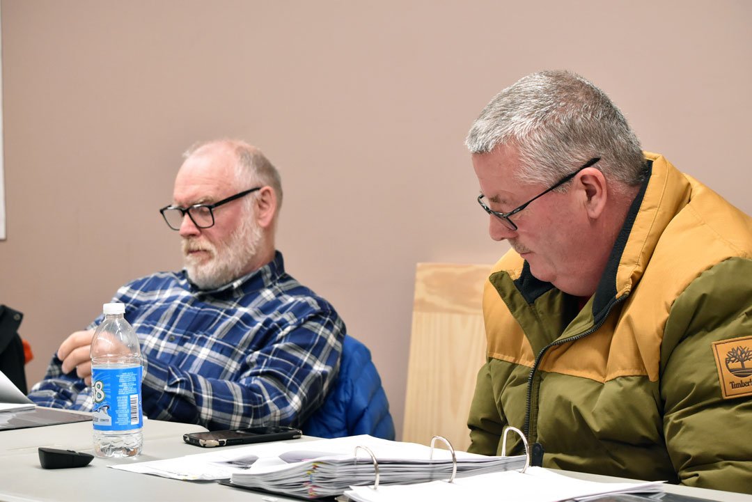  Husband and wife councillors Alan Richards and Lorna Yard, left,  supported motions by Ralph Carey (blue shirt) and Gerard Dunn, right, to vacate the seat of rookie councillor Margaret Swain over a motion she made at her very first council meeting a