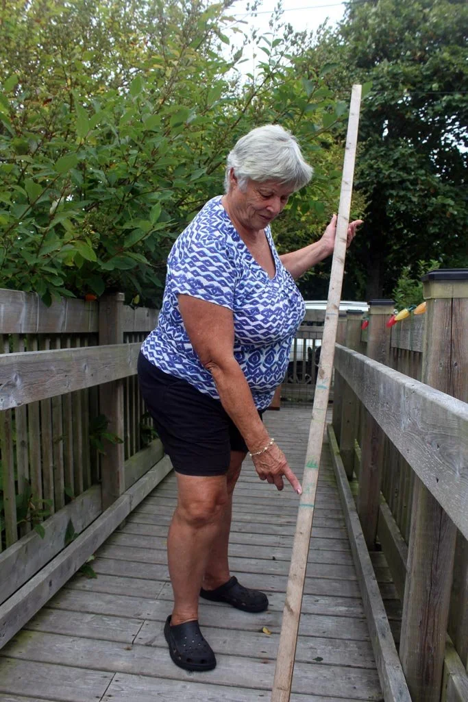 Marjorie Snelgrove checking the water level in her well in the Goulds. Snelgrove and her family have been rationing their use of water because of low water levels. Mark Squibb photo
