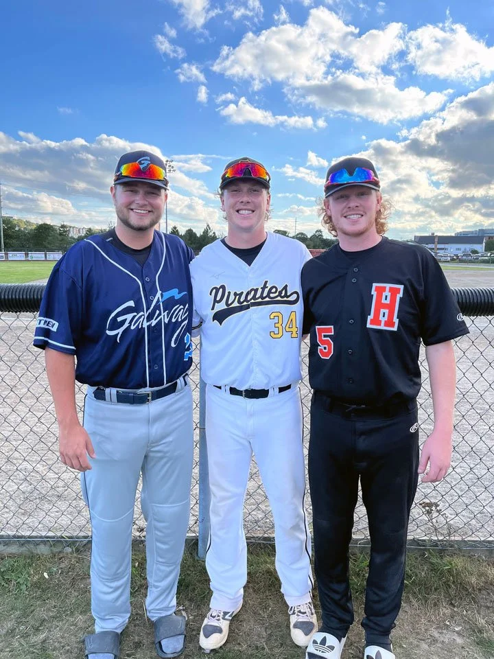  Ryan Maher (left) of Petty Harbour Maddox Cove will represent Canada at the 2025 U23 Men’s Softball Pan American Championship from May 1-11 in La Pampa, Argentina. Maher, who has already competed in a number of national tournaments in recent years, is following in the foot-steps of his father Chris, who played for Team Canada in 1997, and cousins Mitch and Mark Stack, who played for Team Canada in 2016 and 2023 respectively. Adrian Green of Carbonear has also been named to Team Canada. Picture, from left, are Ryan Maher, Mitch Stack, and Mark Stack. 