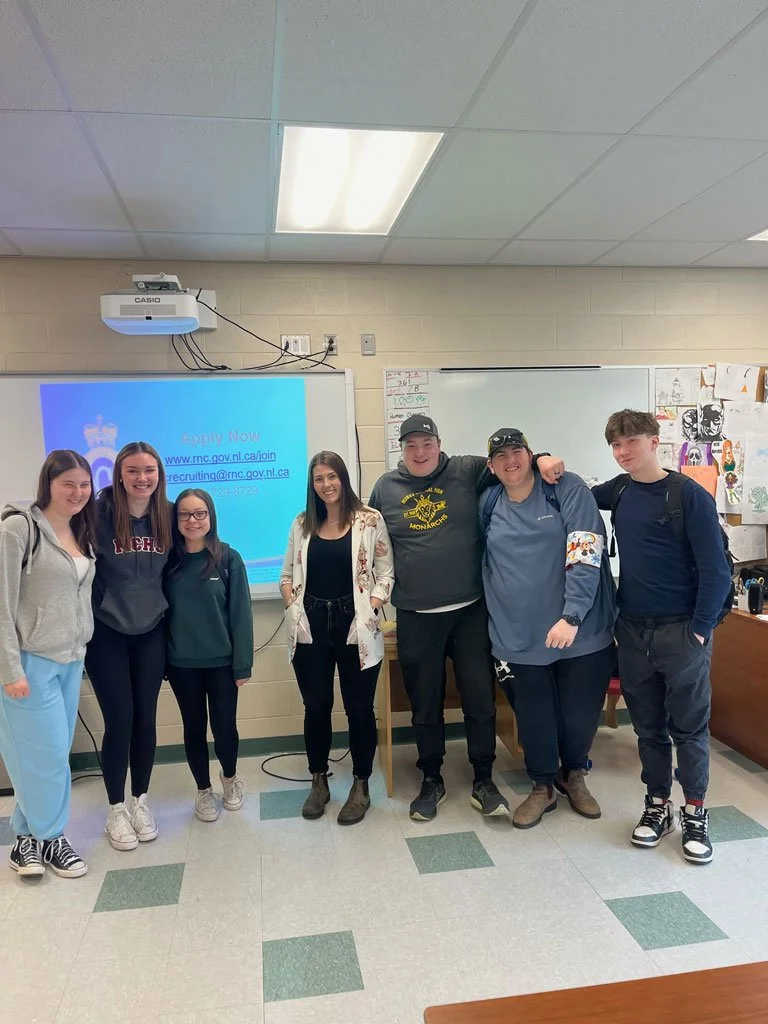  Mobile Central High School hosted a Career Fair last month after students had expressed an interest in learning more about different careers. Dozens of professionals, from childcare providers to engineers, nurses to lawyers, doctors to designers, and more, met with students over the two-day fair to answer questions and explain the in’s-and-outs of their work. From left to right are Erica Tee, Sarah Murphy, Abigail Courtney, Jessica Hodder of Bay Bull’s Arbour’s Restaurant and Lounge, Aiden O’Brien, Liam James, and Thomas O’Driscoll. Submitted photo 