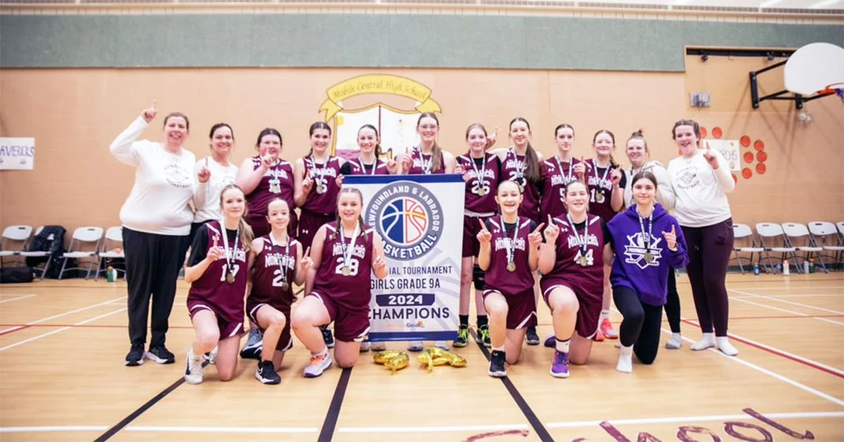  The Mobile Central High Grade 9 girls basketball team has won the first ever Grade 9 A Level provincial tournament. Typically, the tournament has been divided into eastern and western divisions. In the back, from left, are coach Geri-Lynn Devereaux, assistant coach Jodine McCormack, Erin O'Driscoll, Zoe Crane, Gracie Dalton, Audrey Molloy, Neela Mullowney, Leela Joyce, Lucy Murphy, Christa Power, Callie Sears,  and assistant coach Jane O'Driscoll. In the front row, from left, are Ella Hefferman, Taylor Windsor, Bridget Molloy, Kennedy Melvin, Ava Collett, and Emma Oates. Submitted photo 