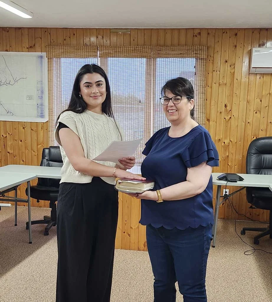  Justina Nawaz, the newest member of Witless Bay council, was sworn in last week at the Town Hall by CAO Jennifer Aspell. Nawaz, who was acclaimed to council last month, was joined by members of her family for the occasion. Town of Witless Bay Photo 