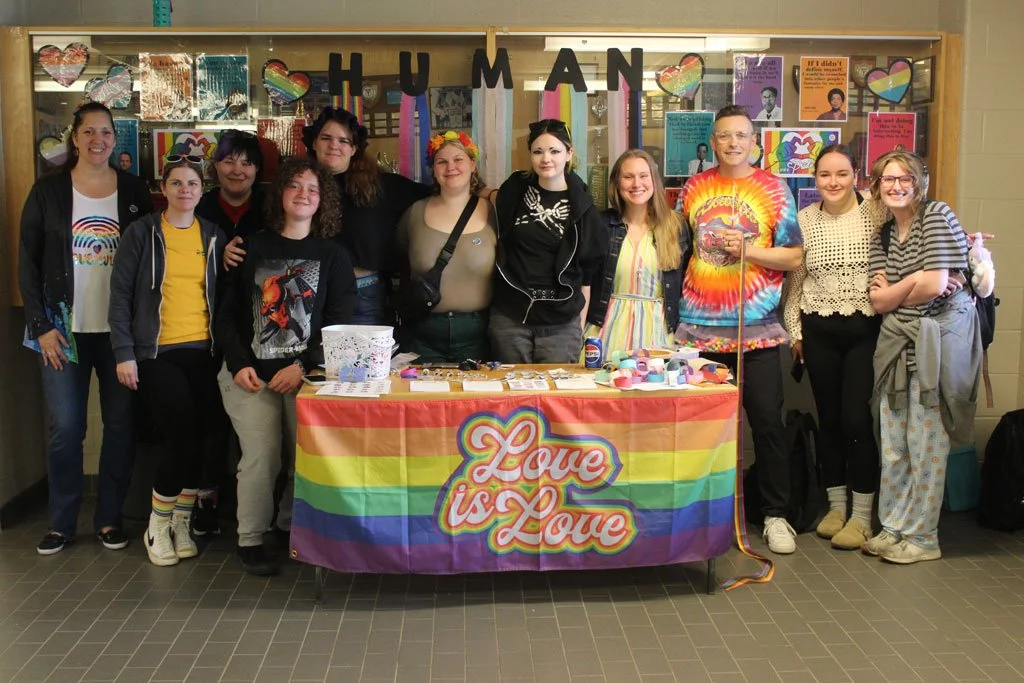  Members of St. Kevin’s High School’s Gay Straight Alliance/Social Justice Club are wearing their pride on their sleeves this month, as students and staff celebrate Pride Month. From left are teacher Tracy Nixon, teacher Donna Walsh, Hannah (Ace) Stanley, Autumn Clarke, Brianna Howlett, Leah Marsh, Em Putt, teacher Nicole Clake, teacher Matthew Judd, Melanie Lush, and Alex Fisk. Mark Squibb photo 