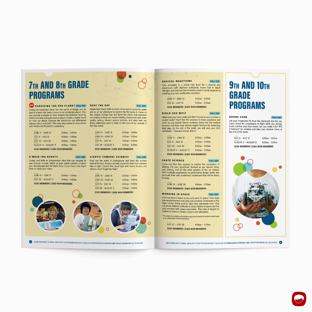 california science center - hands-on science camp - brochure - 2019
