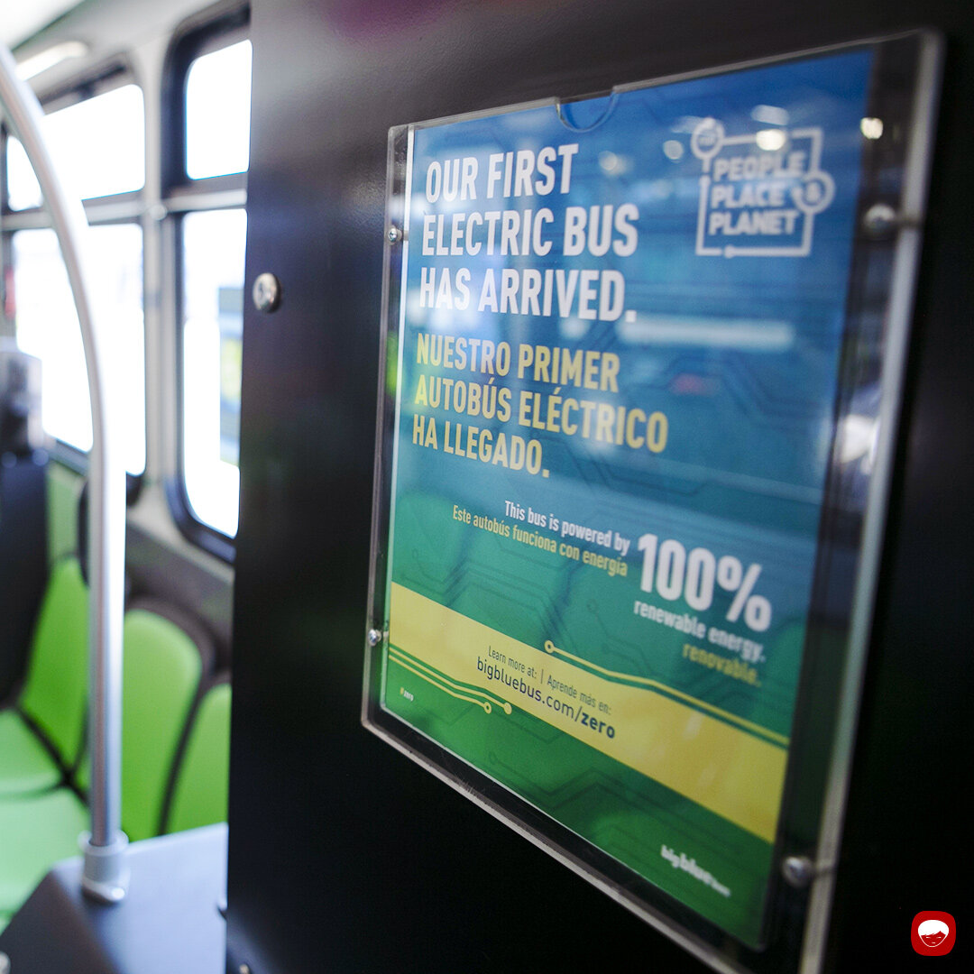 campaign - big blue bus - battery electric bus - onboard flyer