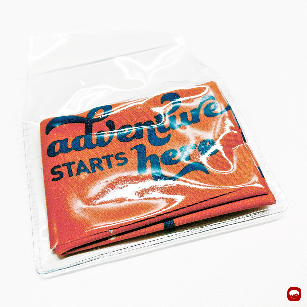 print design - big blue bus - promotional item - glass cleaning cloth