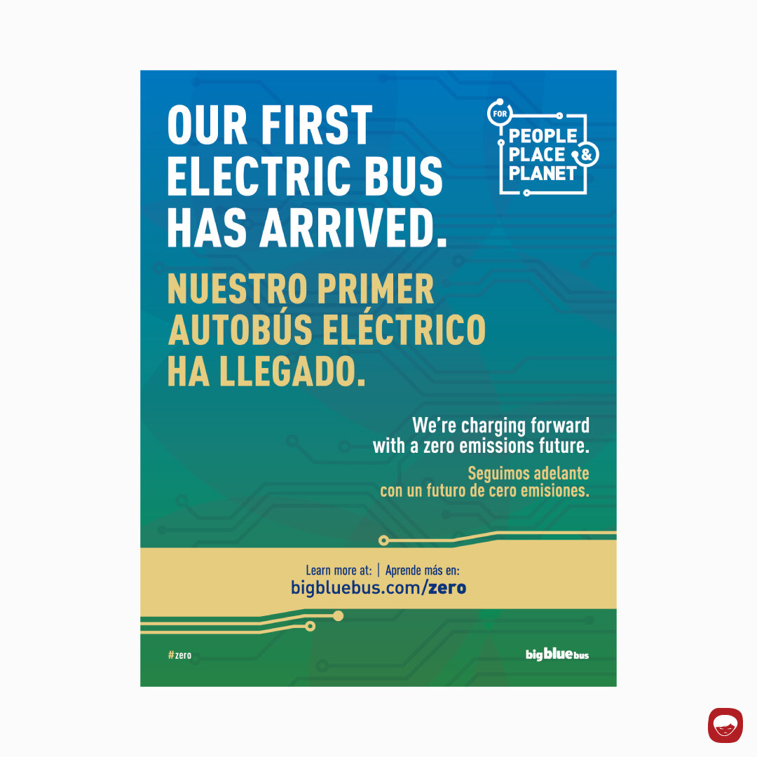 campaign - big blue bus - battery electric bus - onboard flyer