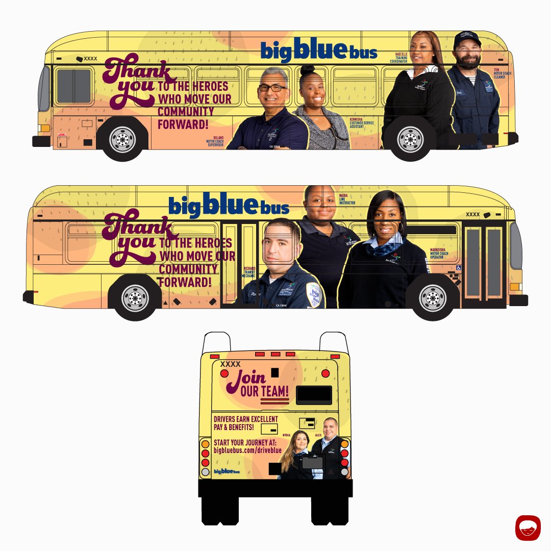 print design - big blue bus - vehicle wrap/exterior vehicle advertising - unused