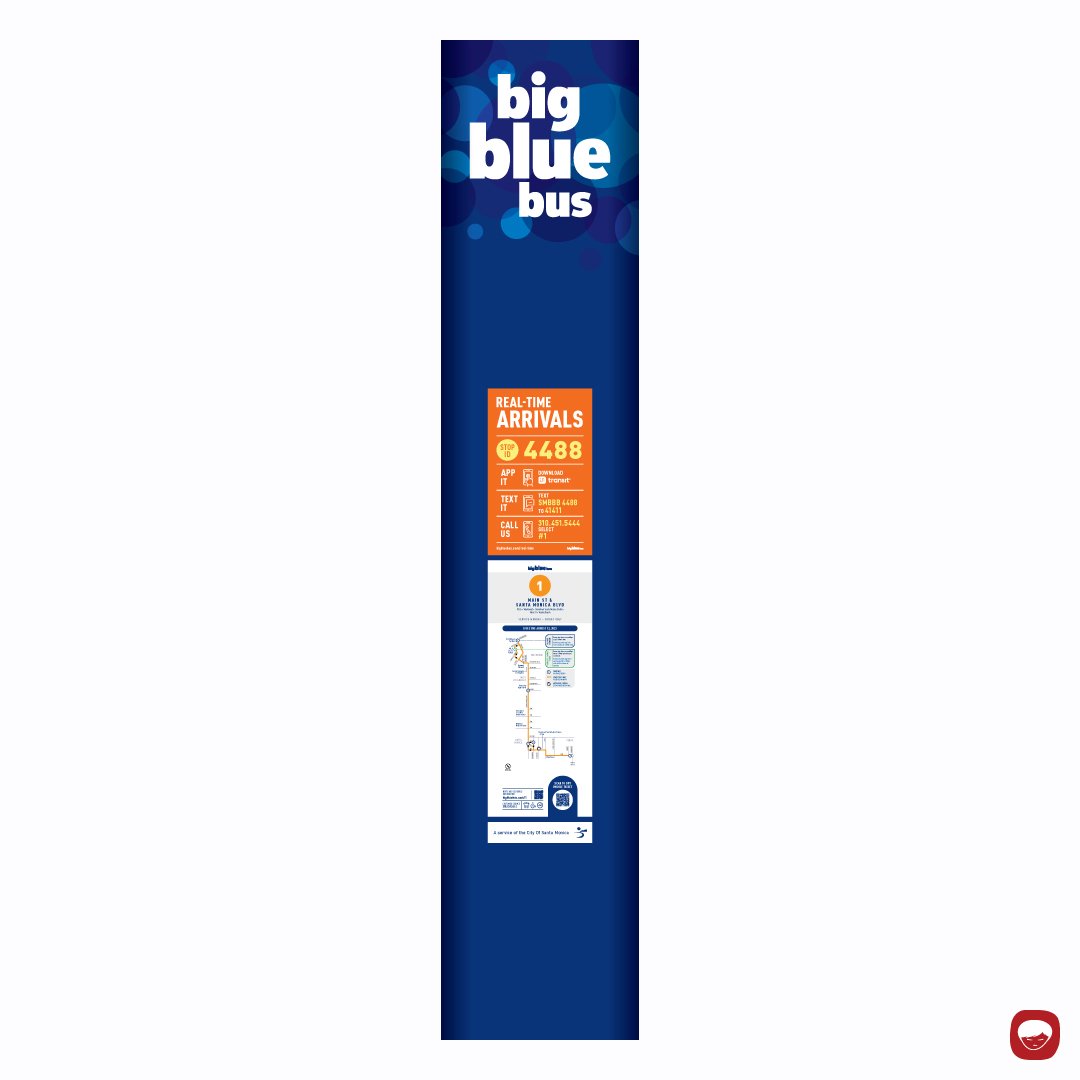 big blue bus - bus stop sign - eyelevel