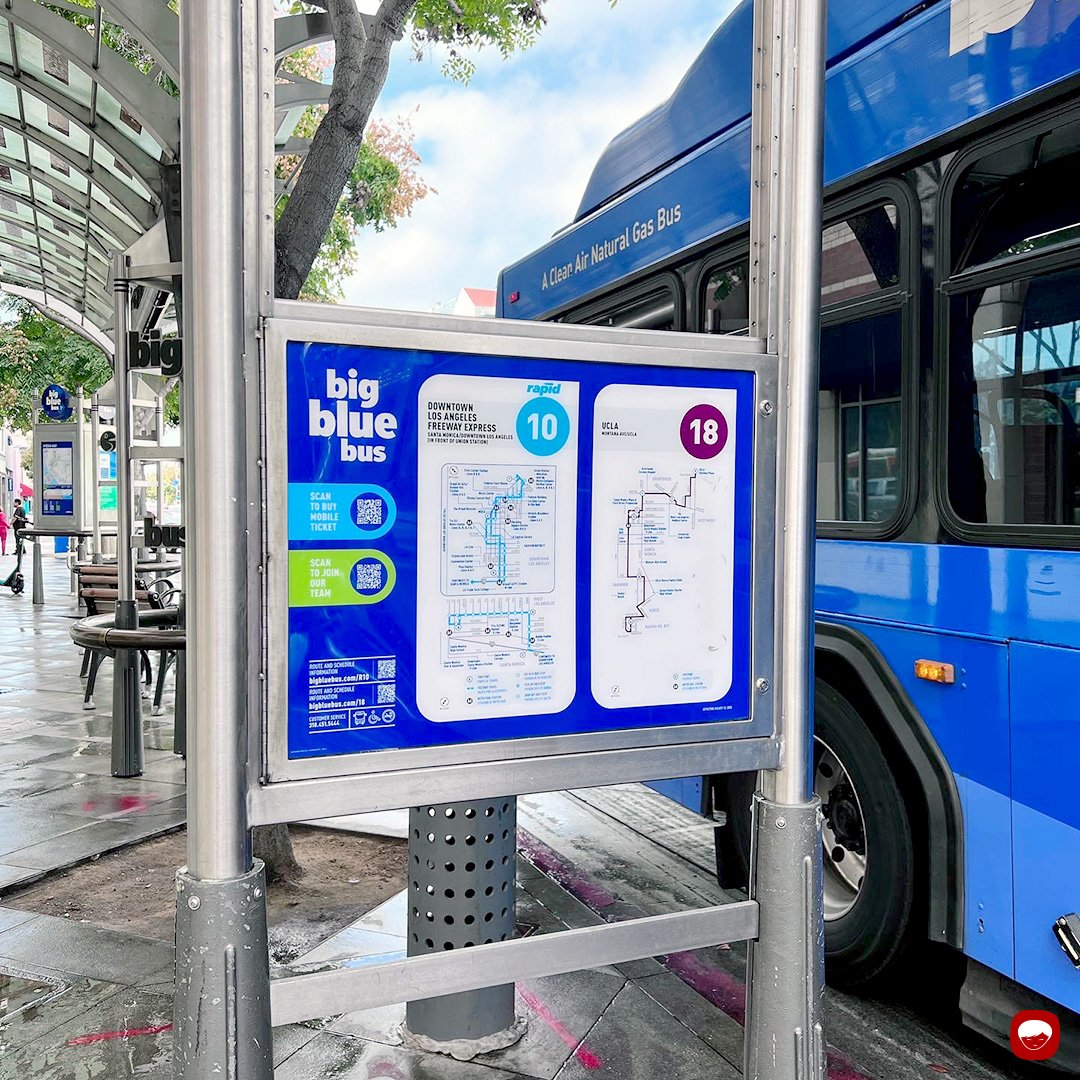big blue bus - bus stop sign - downtown santa monica