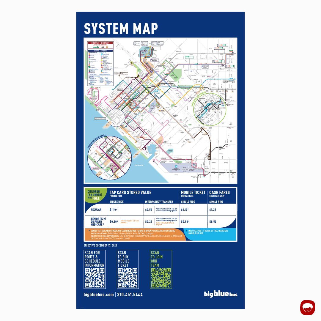 big blue bus - branding - system map - downtown santa monica