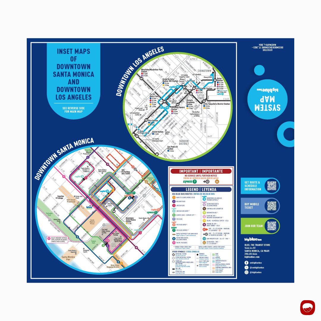 big blue bus - branding - system map - folded map - side 1