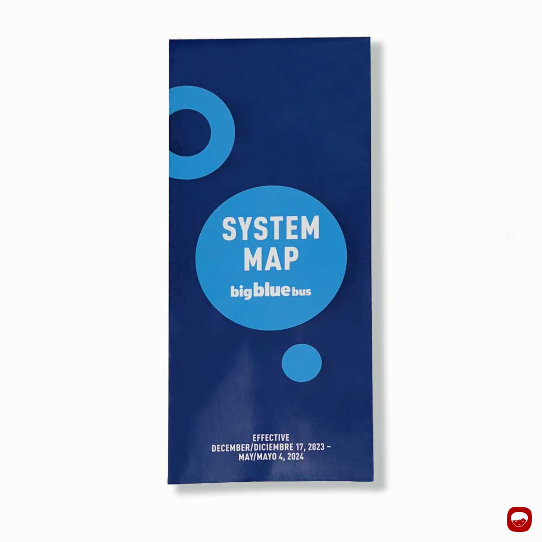 big blue bus - branding - system map - folded map - front