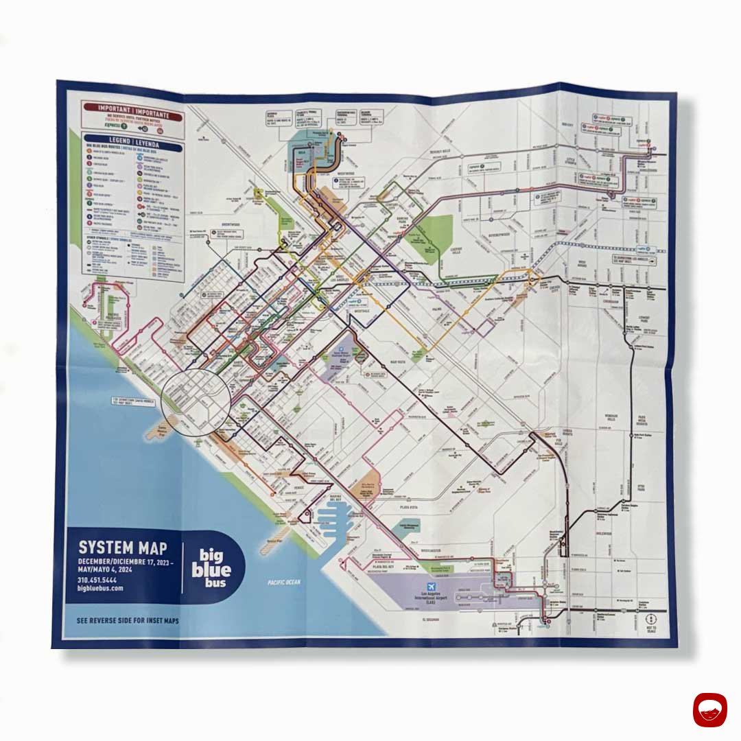 big blue bus - branding - system map - folded map - open