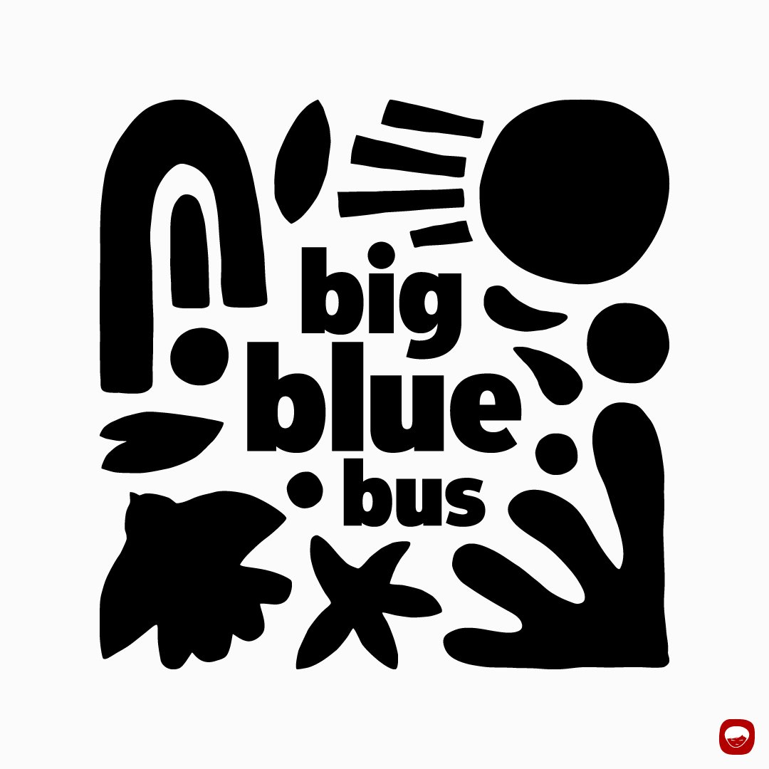 print design - big blue bus - promotional item - artwork