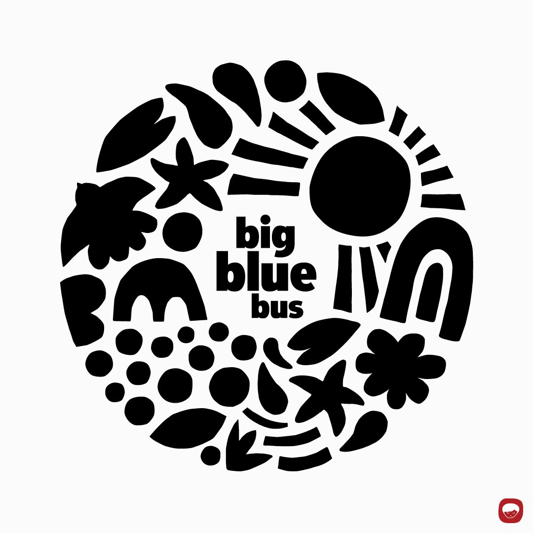 print design - big blue bus - promotional item - artwork