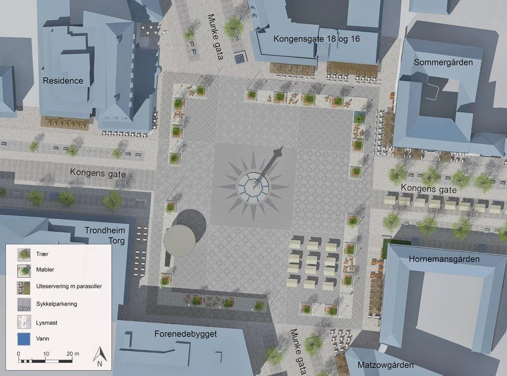 Illustration; Trondheim square and adjacent streets (Agraff AS/Visualis)