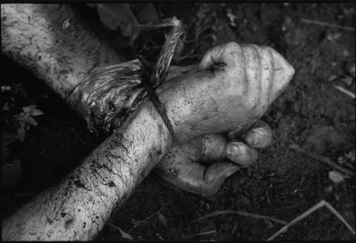 The body of a man executed in a vineyard in the village of Xrce. The man carefully folded his clothes and tucked his socks into his shoes before he was killed. It appears that the killers wanted to determine whether the man was circumcised before he was killed. 