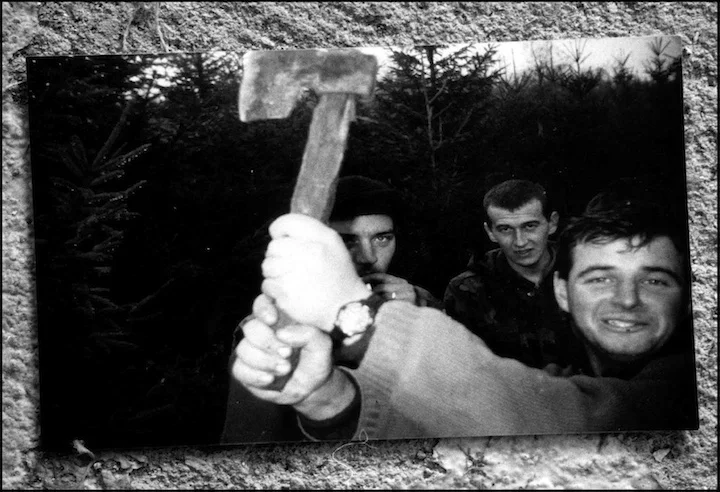 Self portrait made by Serb soldiers.