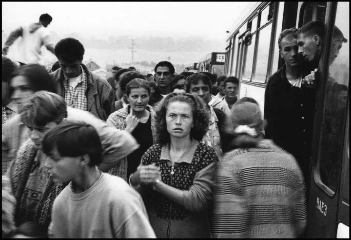 New arrivals at Cegrane refugee camp, Macedonia.