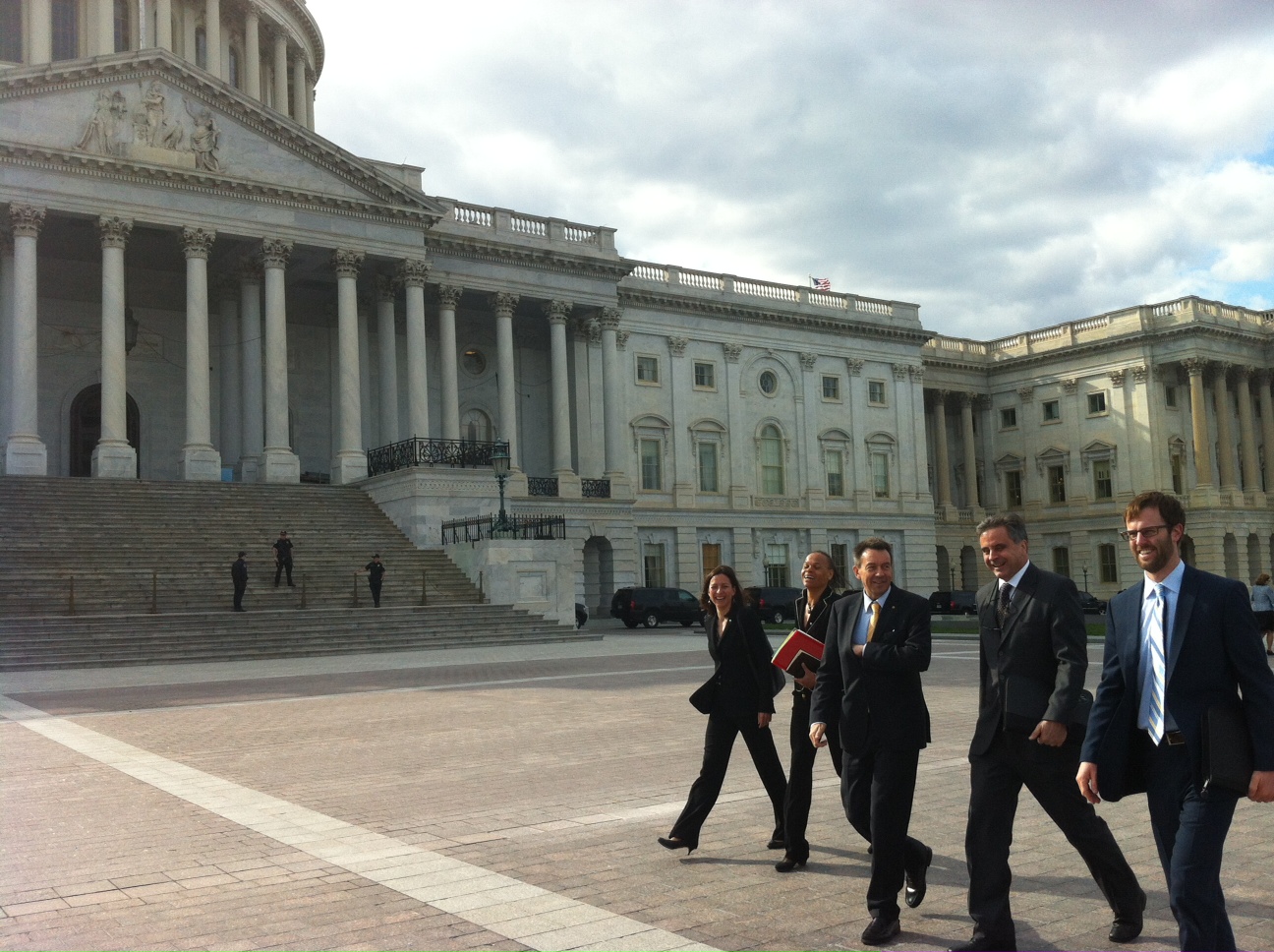 Mr Maurer (pictured center) walks outside the US Capitol Building with colleagues from ICRC headquarters in Geneva and the ICRC's regional delegation in DC on April 9, 2014. ICRC / A Nelson