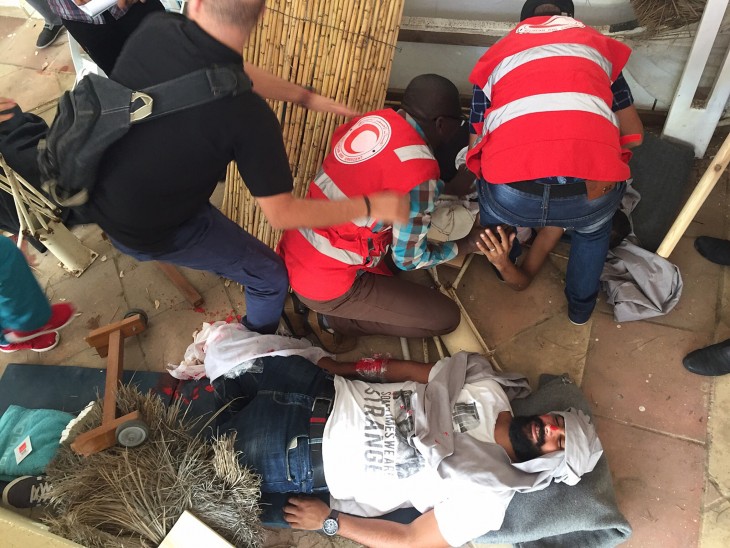 Tunis, Tunisia, 18 October 2015. Libyan Red Crescent first-aid trainers undergo training during a 10-day course. They will now conduct their own training courses for Libyan Red Crescent first-aiders all over Libya. CC BY-NC-ND / ICRC / Rabih Al-Fakih